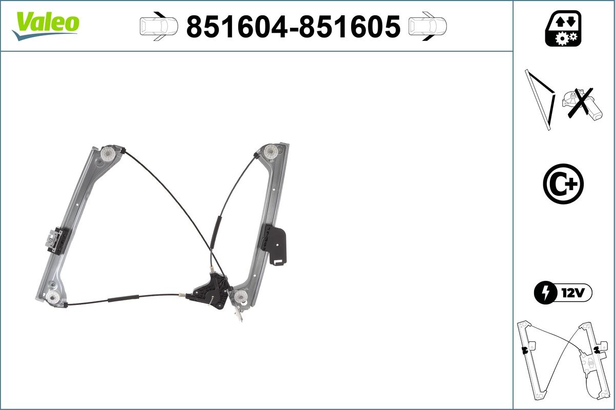 Mecanism actionare geam 851604 VALEO